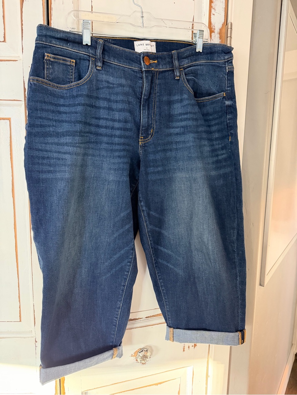 Lane Bryant Dark Blue Stretch Denim Capris for Women